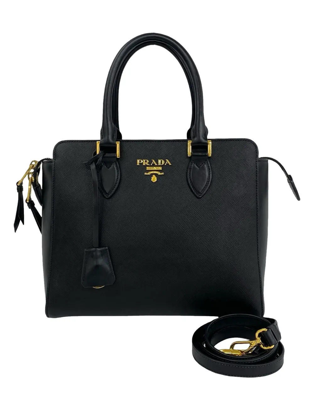 Prada Pre-Owned 2010-2026 Satchel-Tasche aus Saffiano- und weichem Kalbsleder - Schwarz