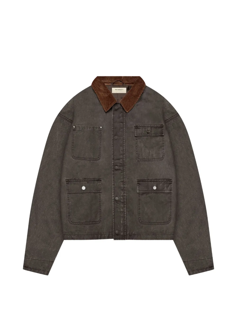 Reternity Waxed Hunting Corduroy-collar Jacket In Grau