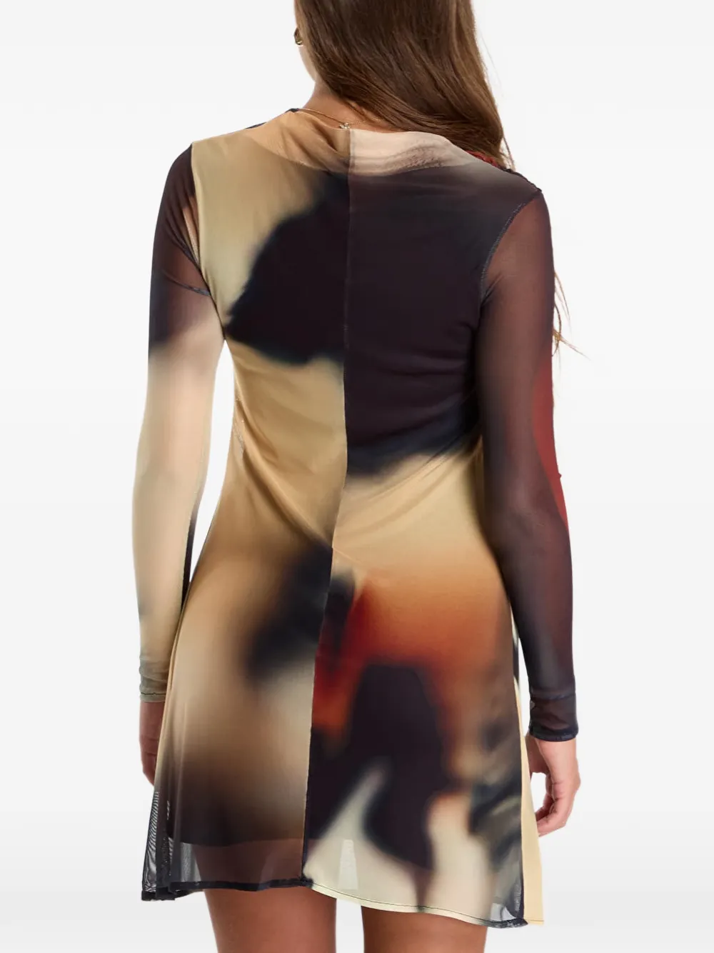 Desigual Estocolomo mini-jurk met ruches en abstracte print Zwart
