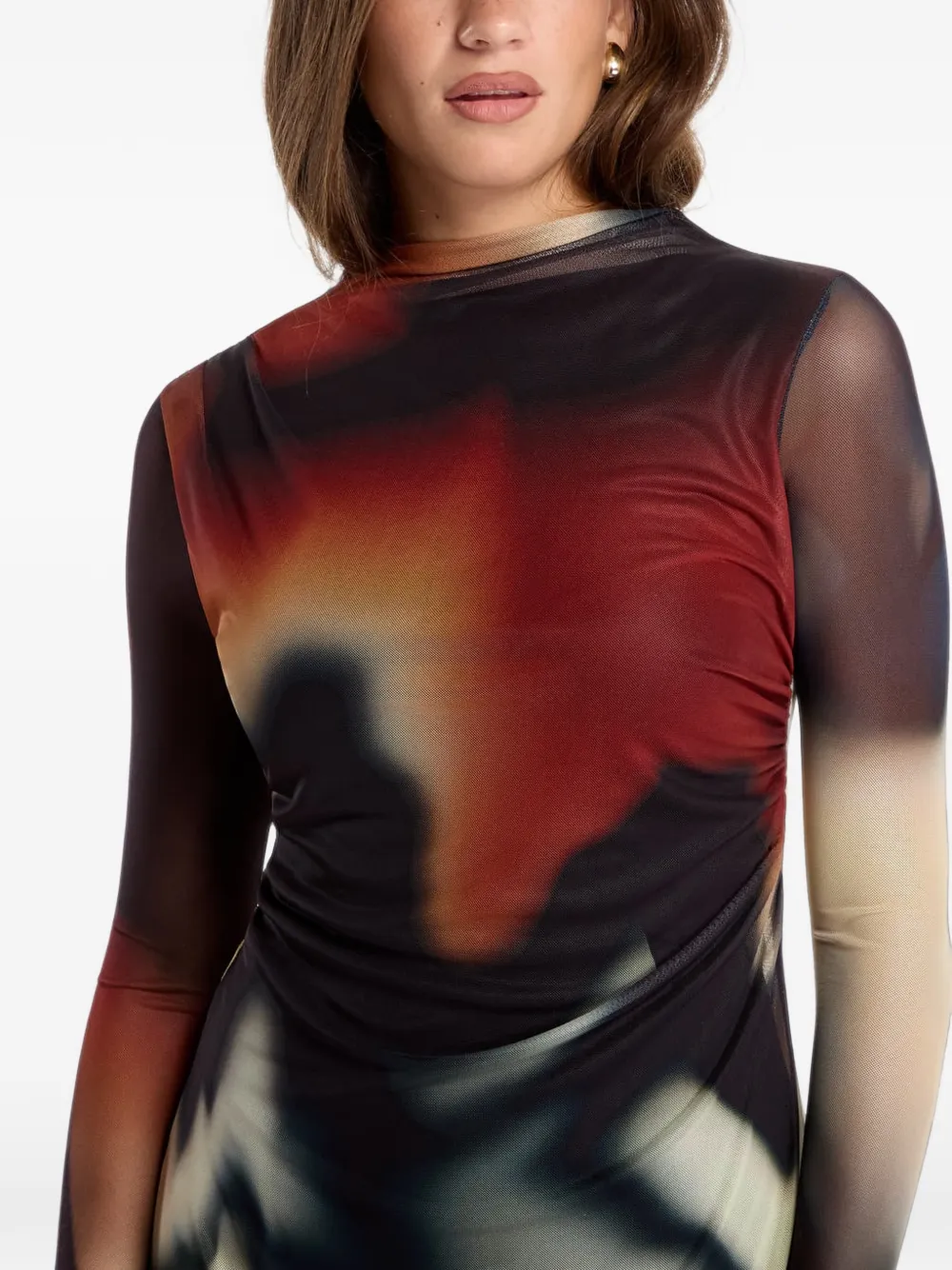 Desigual Estocolomo mini-jurk met ruches en abstracte print Zwart