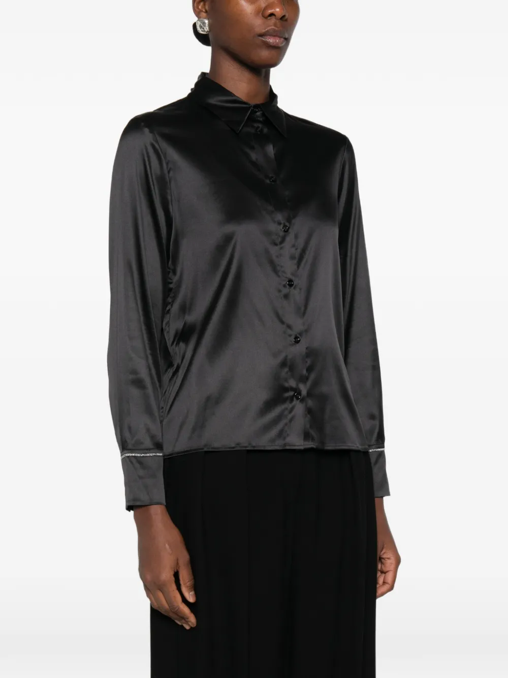 Peserico Blouse met satijnen afwerking Zwart