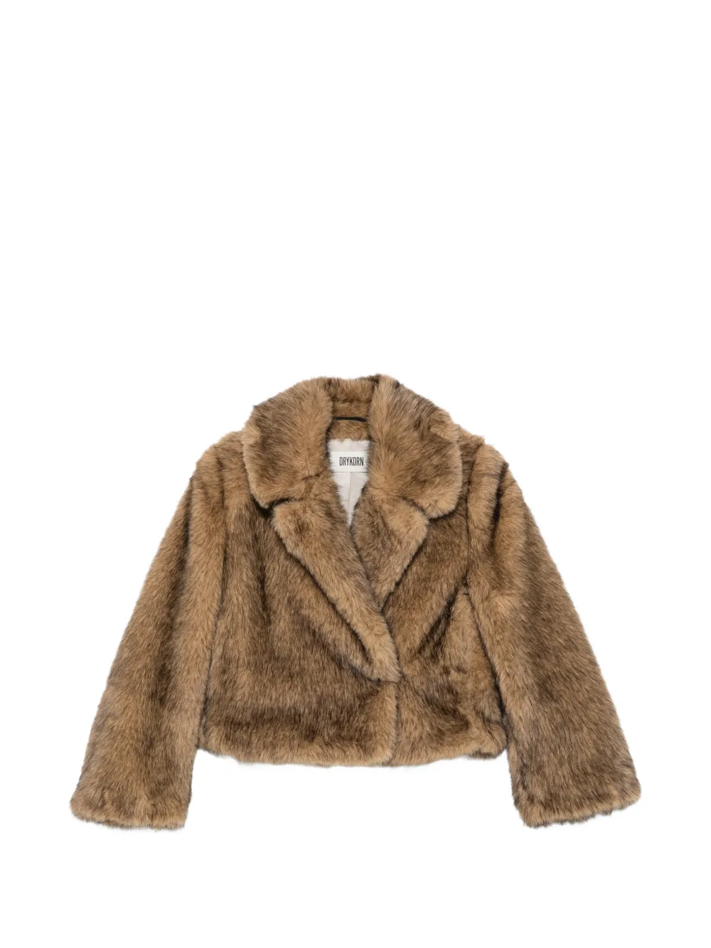 Drykorn faux-fur notched-lapel jacket - Braun