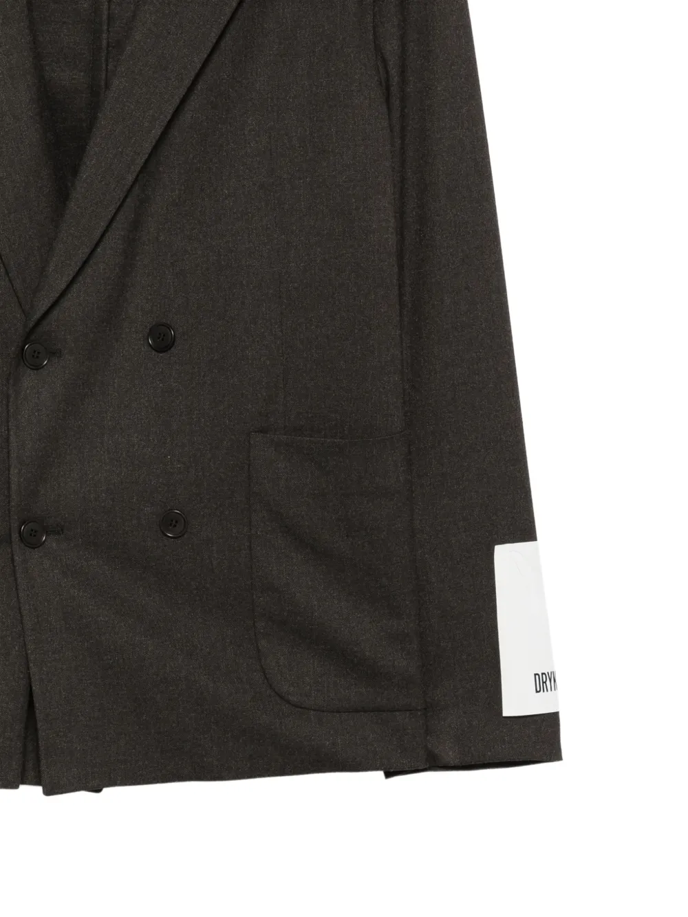 Drykorn Domaro double-breasted logo-patch blazer Grijs