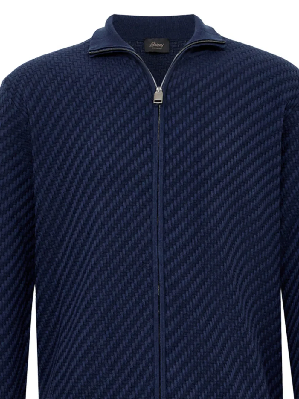 Brioni Trama zip-up sweater Blauw