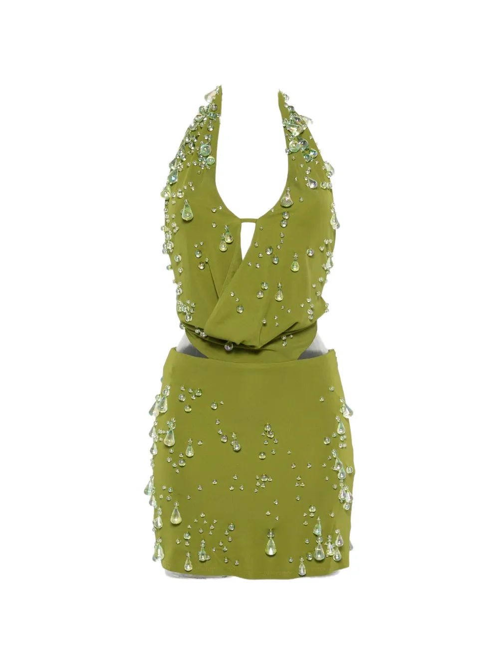 Cult Gaia Issey bead-embellished halterneck mini dress