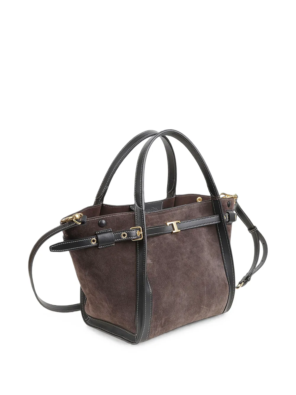 Tod's Kleine T Signature suède shopper Bruin