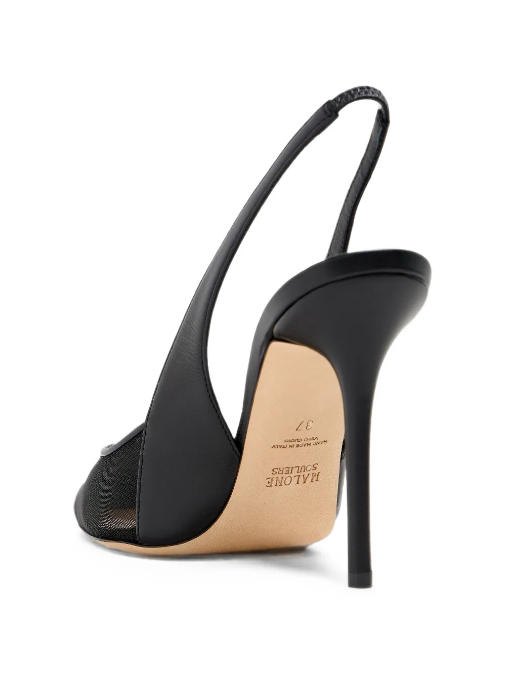 Malone Souliers Arc 100 mesh slingback pumps Zwart