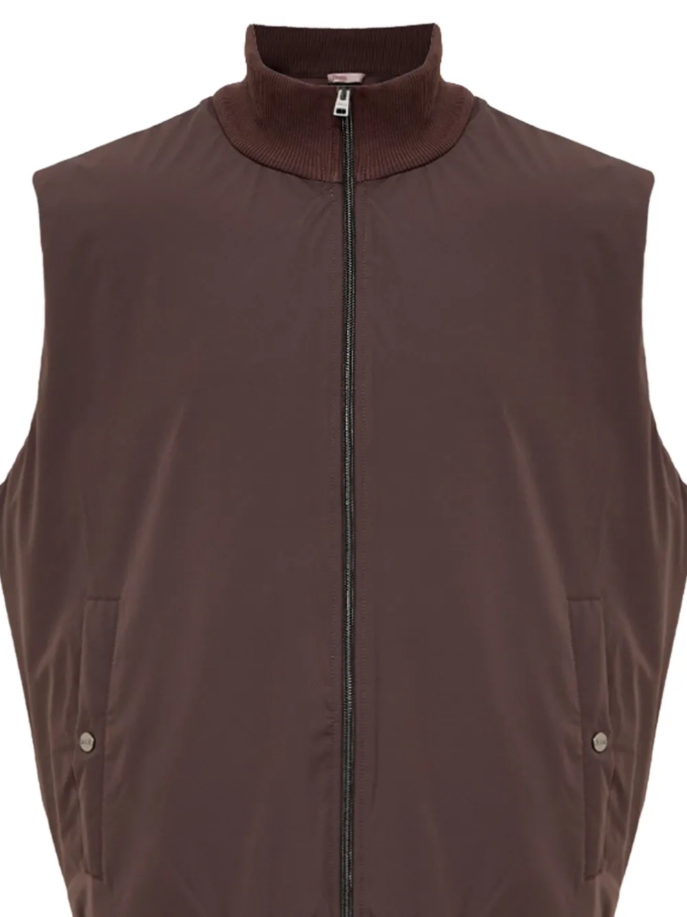 Herno zip-up ribbed-knit gilet Bruin