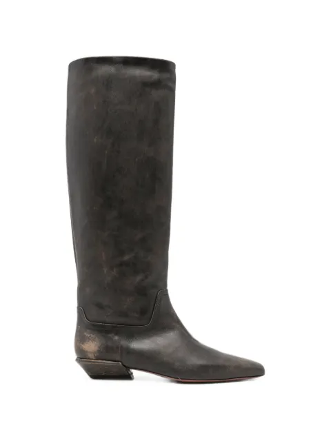 Paris Texas Bettina distressed-effect leather boots