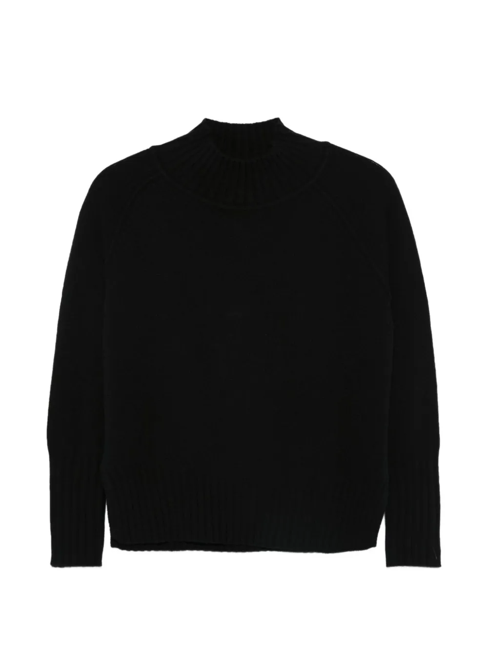 Be You Ribbed-knit Raglan-sleeve Sweater In Black