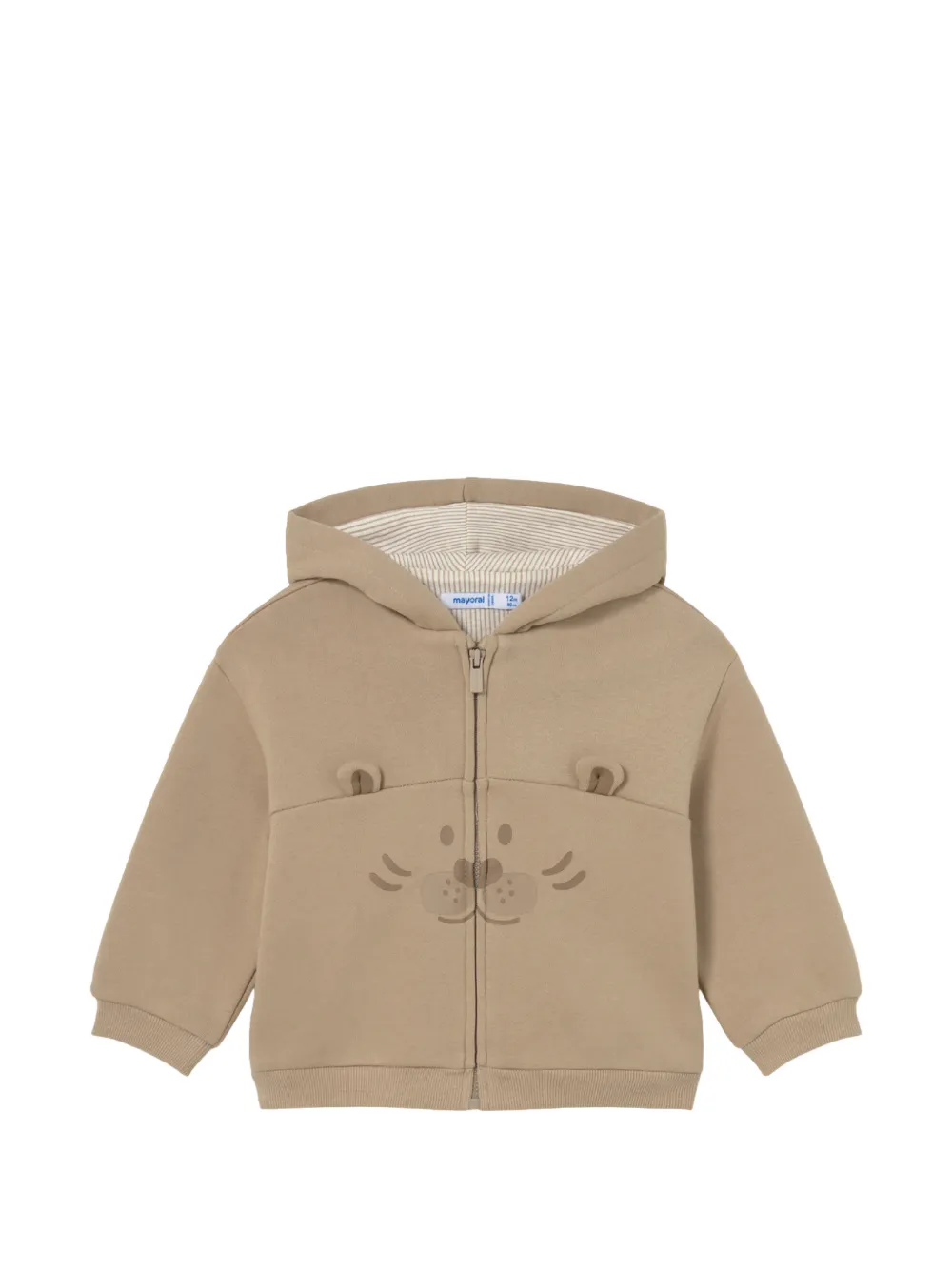 Mayoral Babies' Animal-motif Zip-up Hoodie In Neutrals