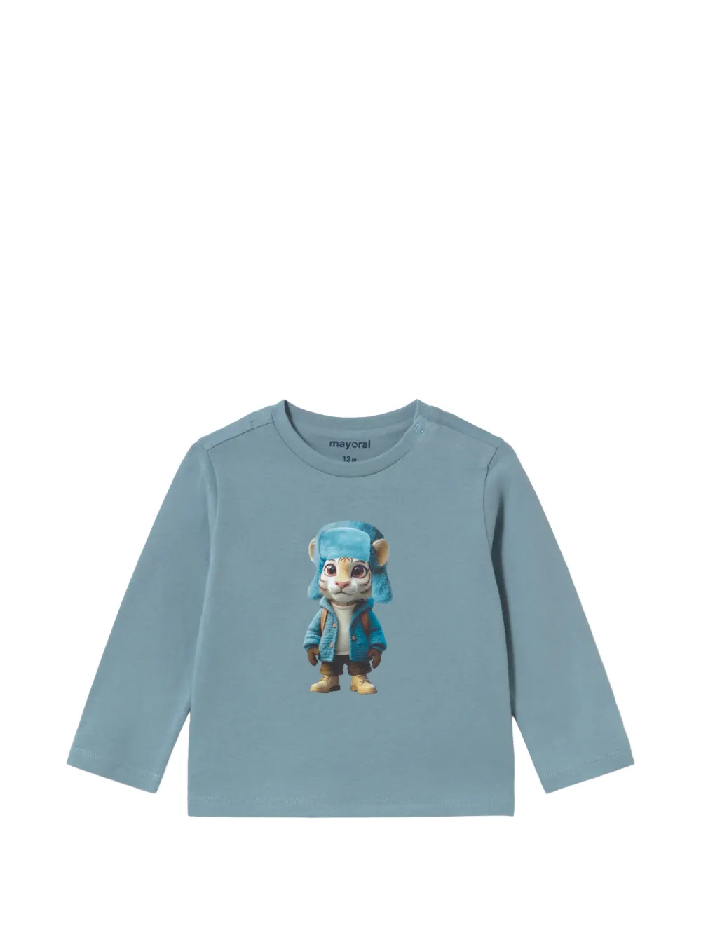 Mayoral Babies' Tiger-print Long-sleeve T-shirt In Blue