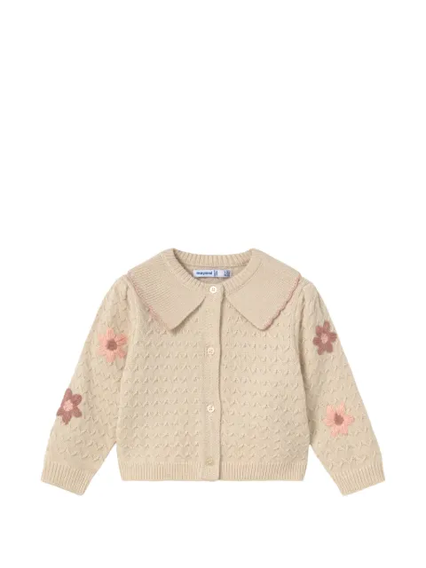 Mayoral flower-embroidered knitted cardigan