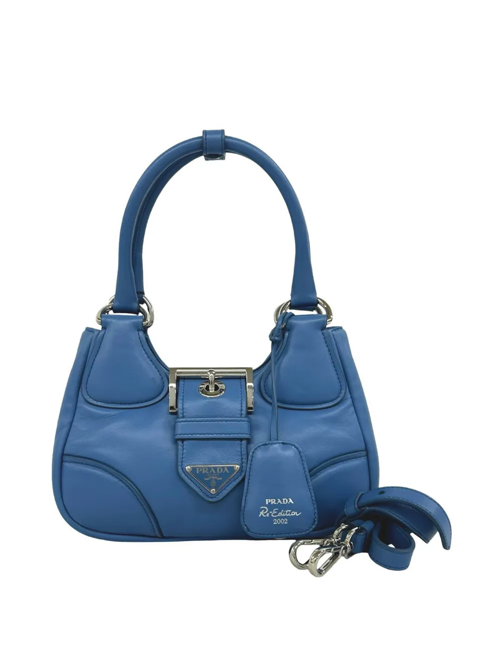 Prada Pre-Owned 2013-2026 Nappa Soft Padded Re Edition 2002 Moon satchel - Blu