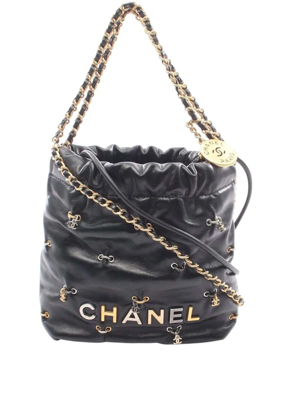 CHANEL Pre-Owned 2021-2026 Mini Shiny Calfskin Charms 22 Handbag satchel - Nero