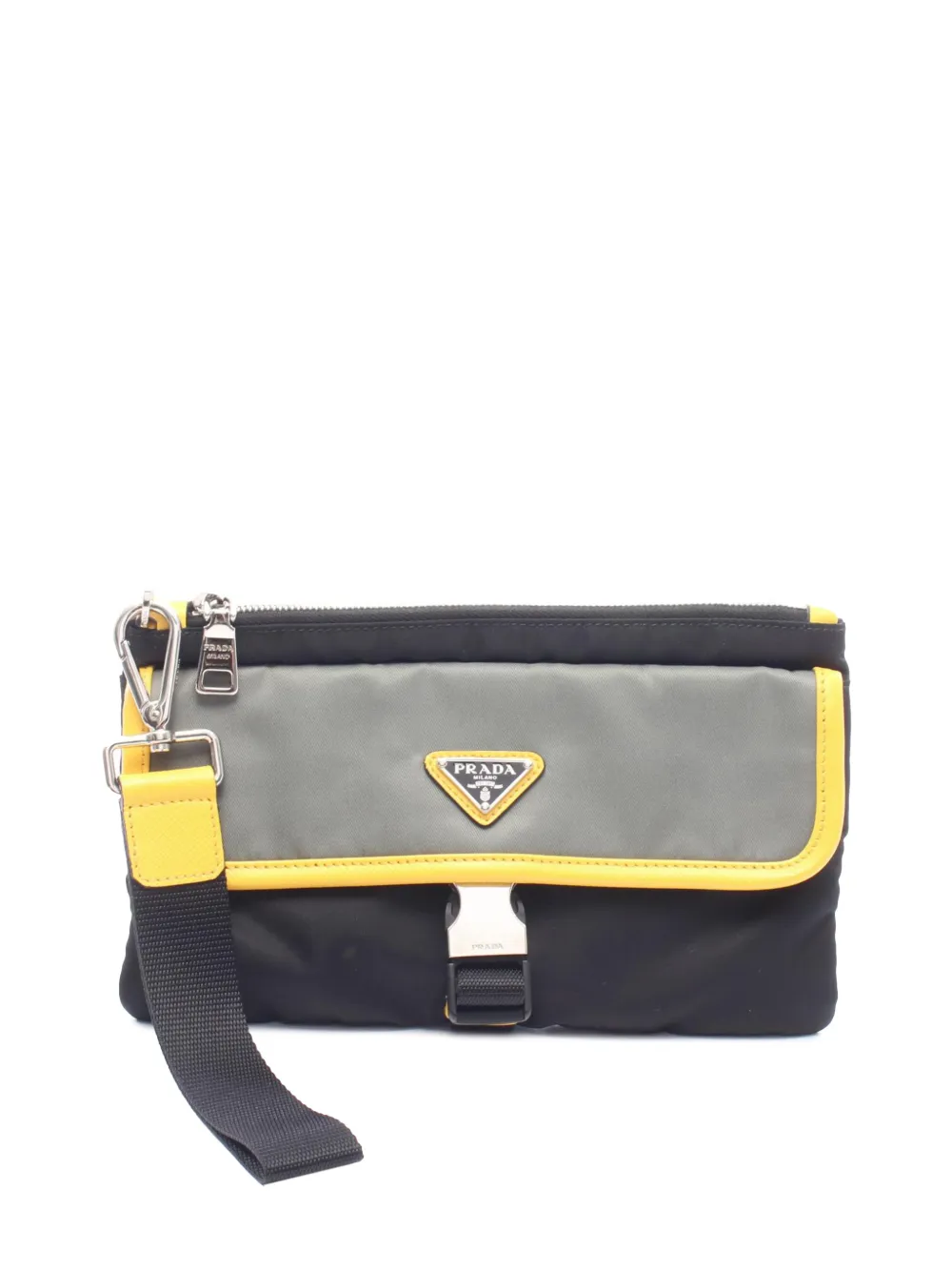 Prada Pre-Owned 2013-2026 Saffiano Trimmed Tessuto clutch bag - Nero