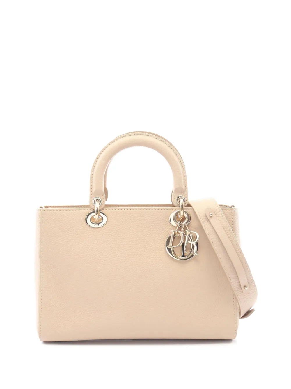 Christian Dior Pre-Owned 2000-2026 mittelgroße Lady D Sire Satchel-Tasche aus gekörntem Kalbsleder - Nude