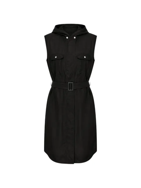 Rick Owens belted hooded sleeveless coat