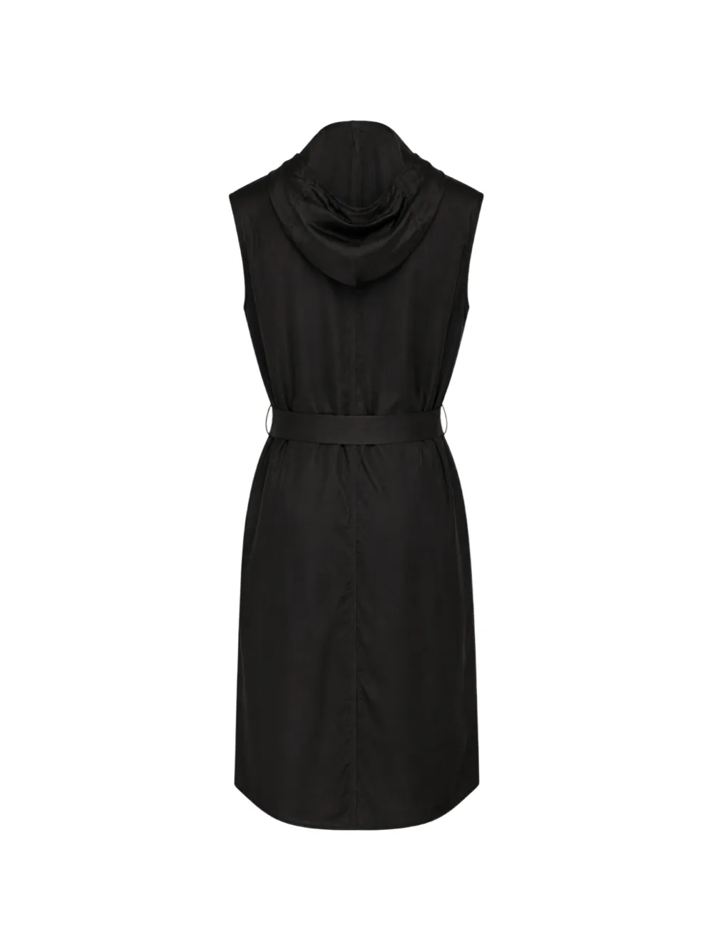 Rick Owens belted hooded sleeveless coat Zwart