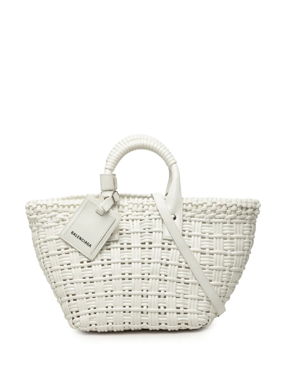 Balenciaga Pre-Owned 2021 Bistro Panier XS Satchel-Tasche aus Faux-Leder - Weiß