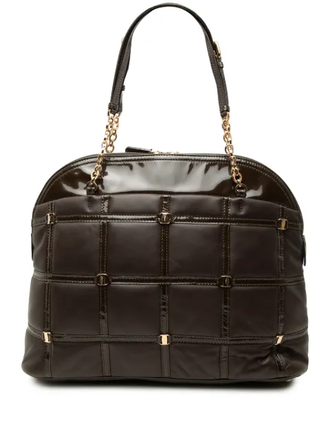 Ferragamo Pre-Owned sac à main Dome en cuir de veau matelassé et cuir verni à motif quadrillé (2000-2010)