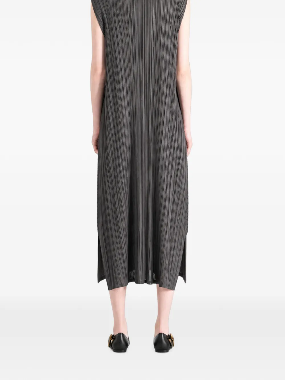 Pleats Please Issey Miyake Mellow geplooide mouwloze midi-jurk Grijs