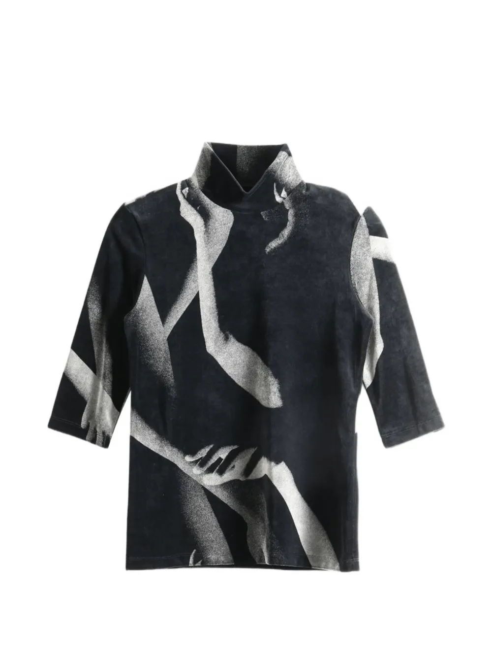 Issey Miyake graphic-print mock-neck top - Nero