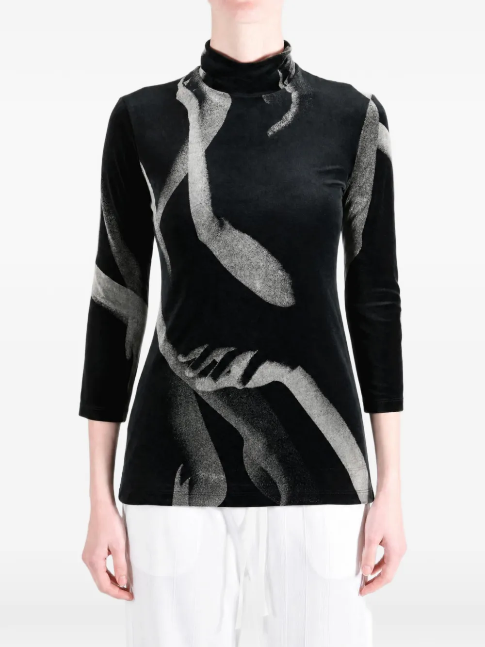 Issey Miyake Top met print Zwart