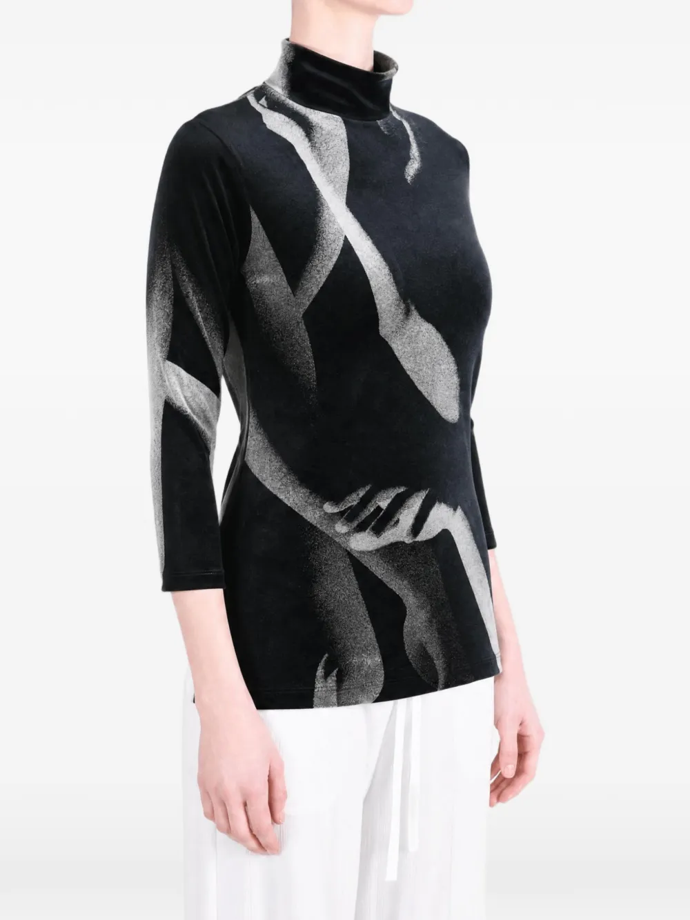 Issey Miyake Top met print Zwart