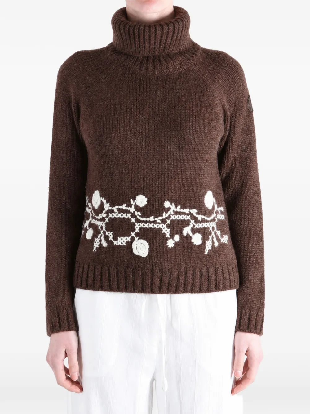 Moncler alpaca blend embroidered turtleneck Bruin