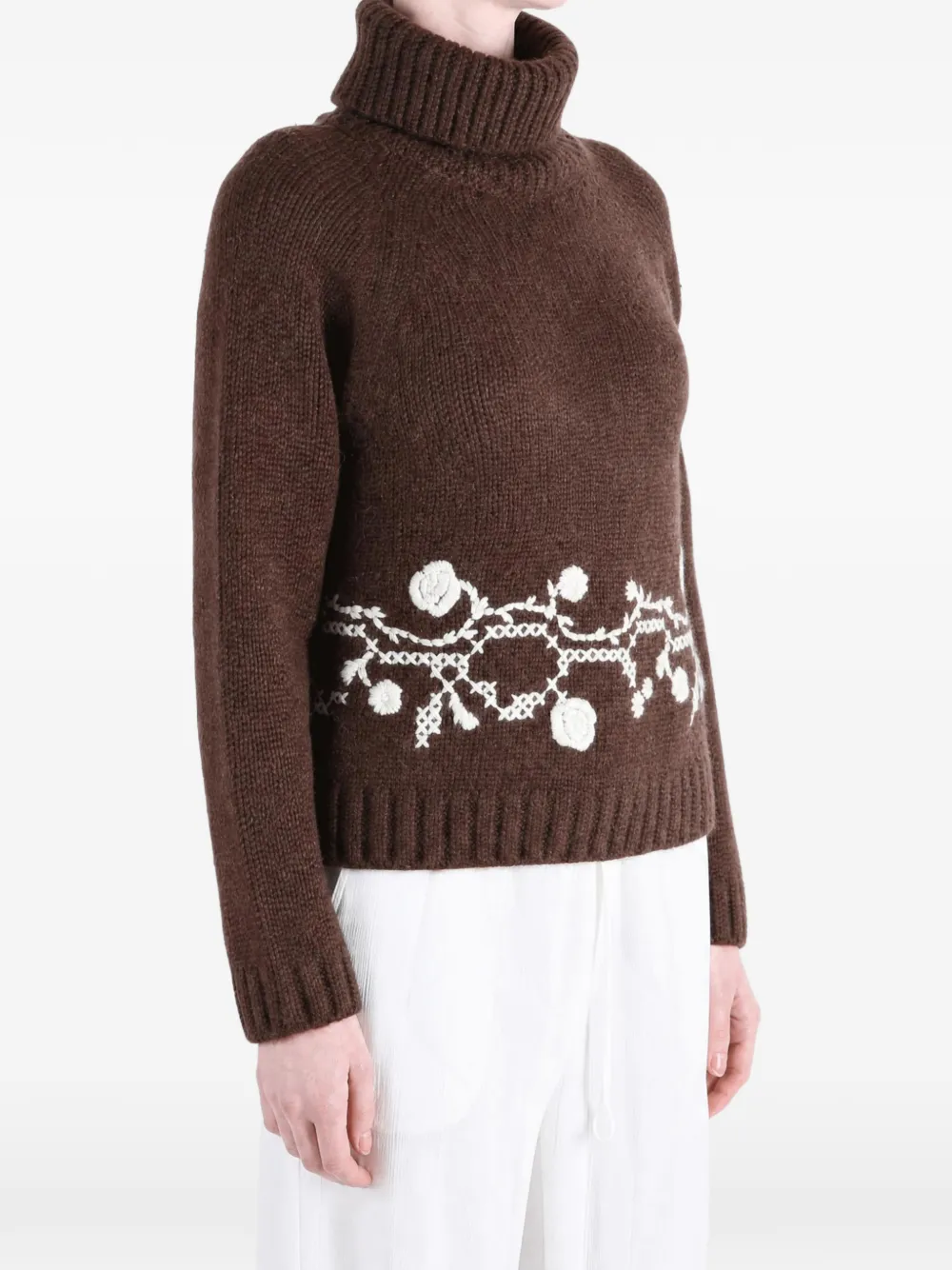 Moncler alpaca blend embroidered turtleneck Bruin