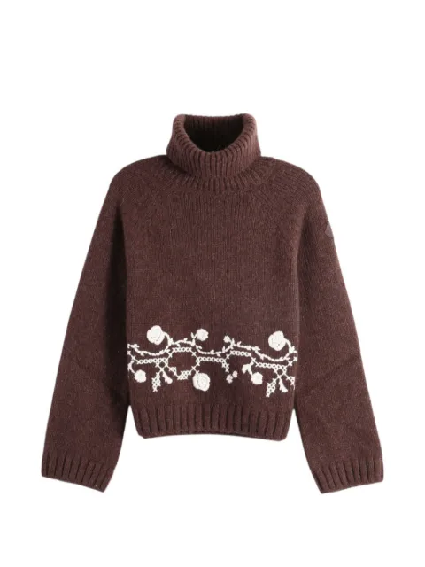 Moncler suéter bordado con cuello de tortuga