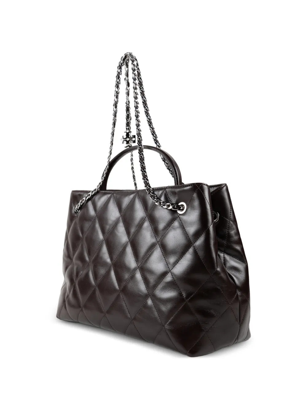 Tory Burch Fleming gewatteerde leren shopper Bruin