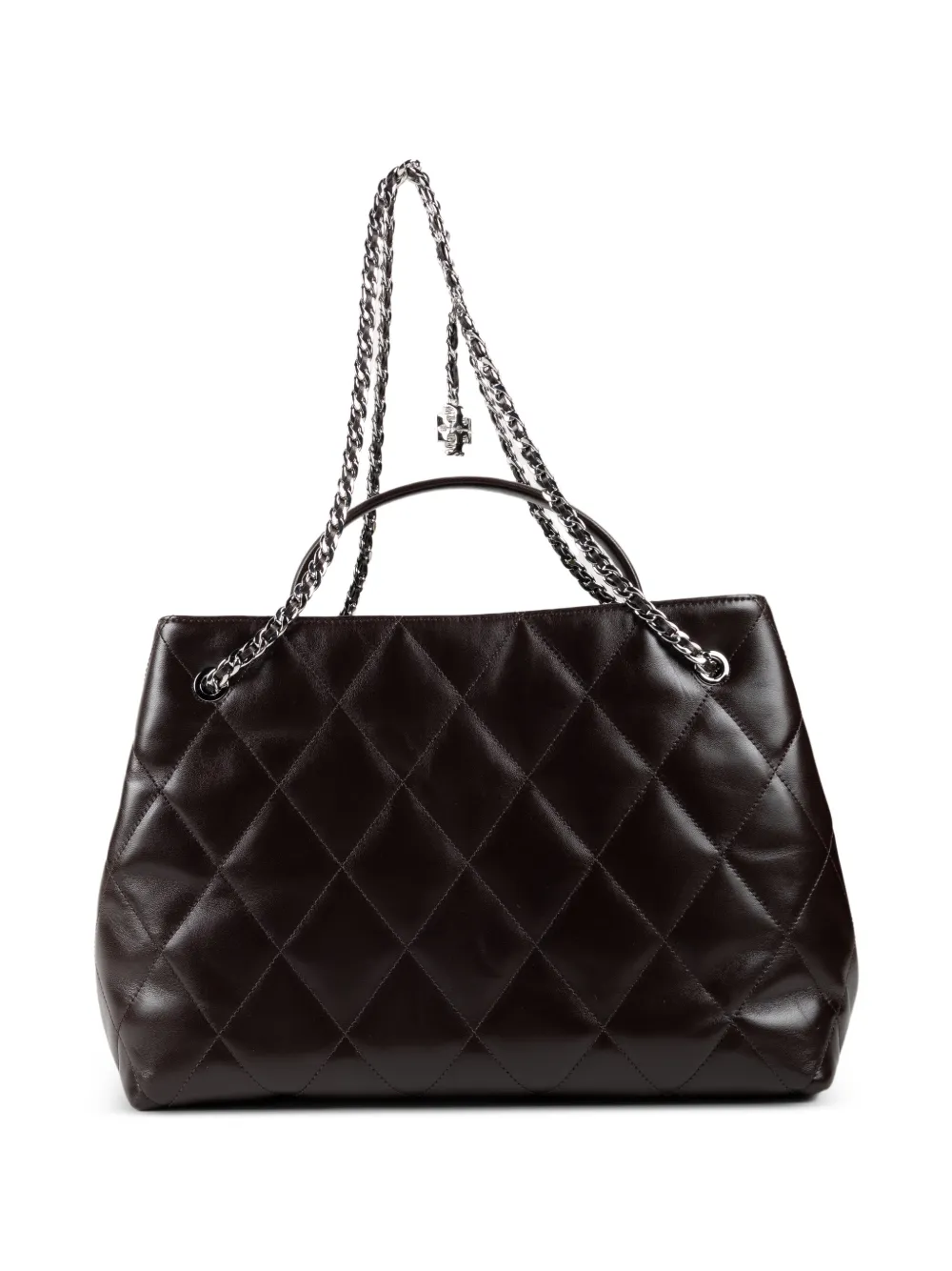 Tory Burch Fleming quilted leather tote bag - Braun