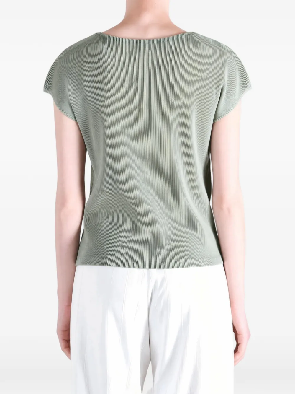 Pleats Please Issey Miyake Mist September geplooid T-shirt met kapmouwen Groen