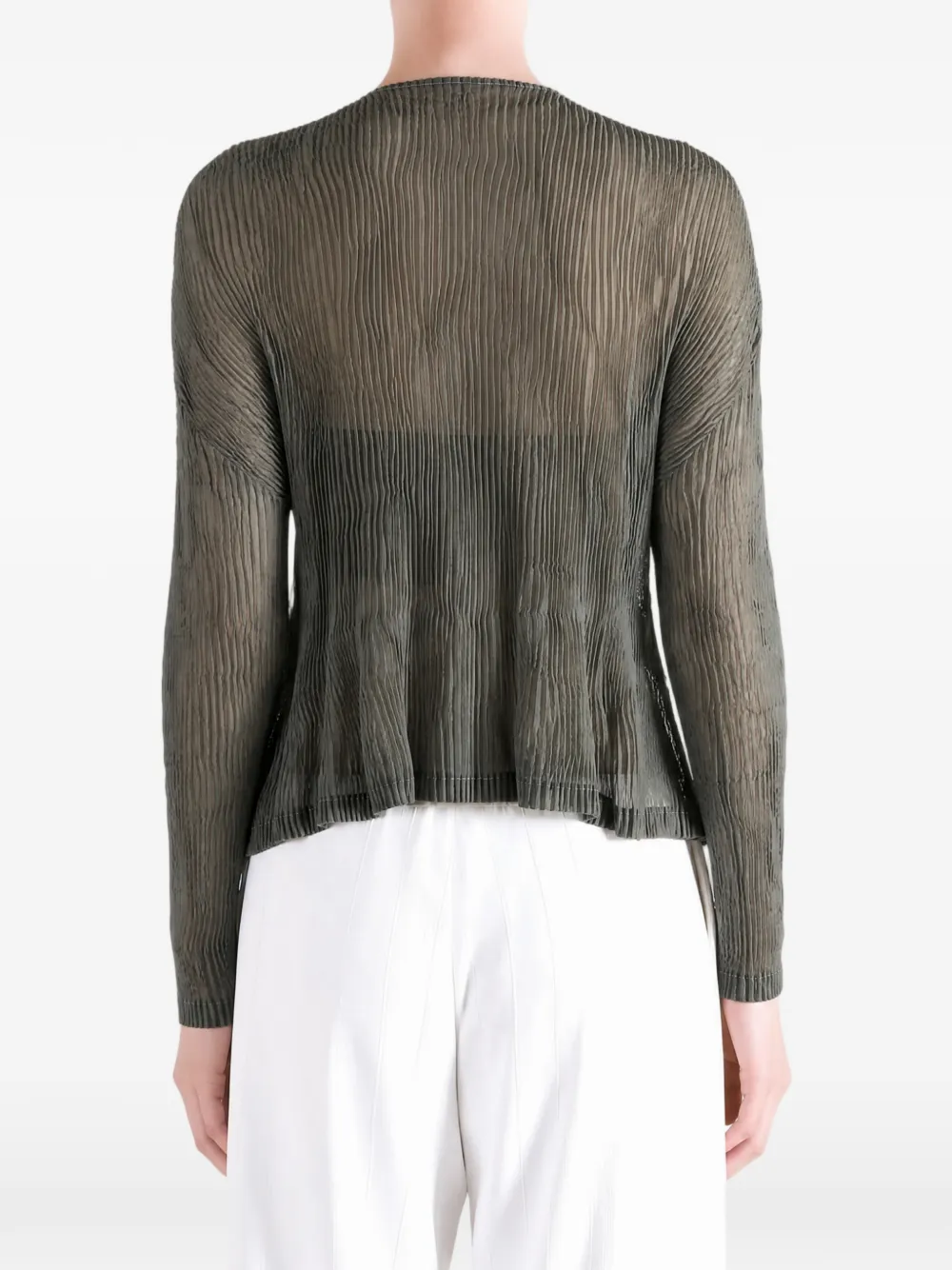 Issey Miyake pleated button-up cardigan Grijs