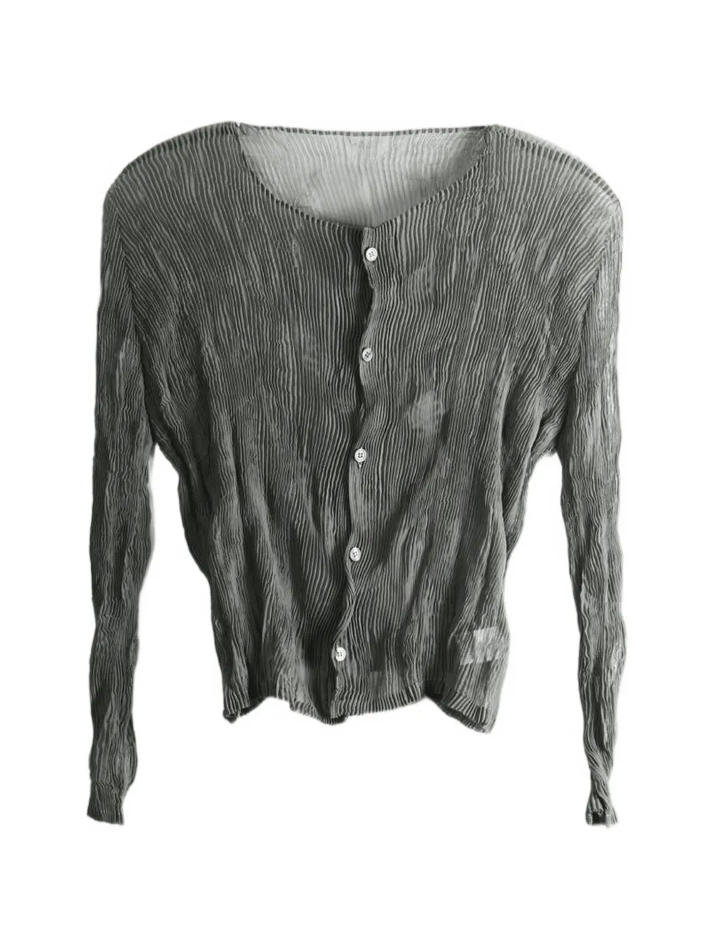 Issey Miyake pleated button-up cardigan - Grigio