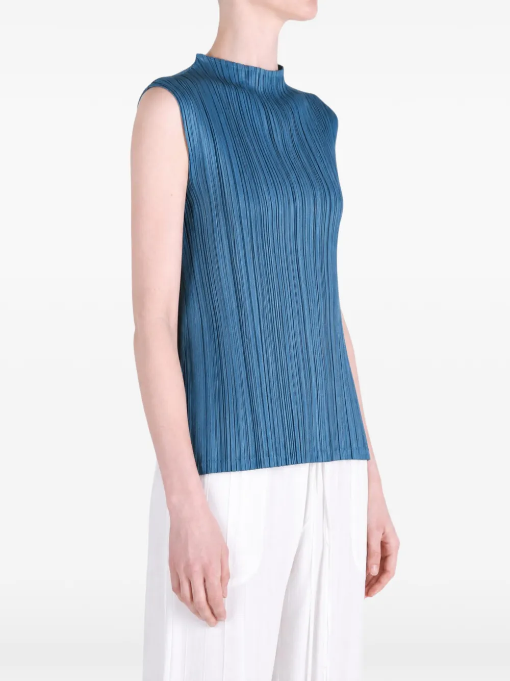 Pleats Please Issey Miyake Mellow mouwloze top Blauw