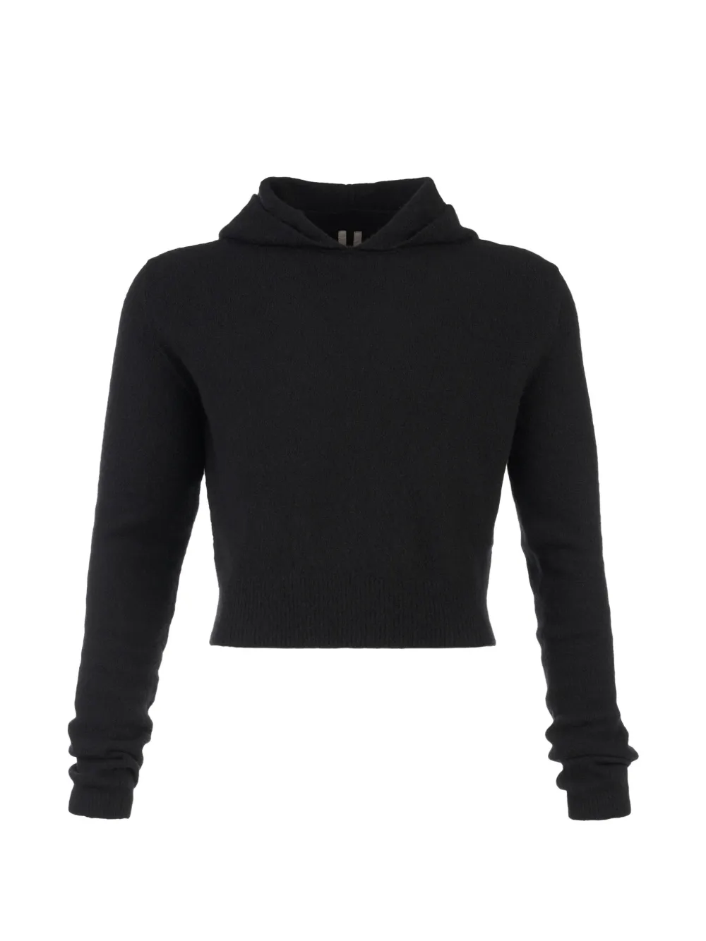 Rick Owens Knitted Cropped Hoodie In Black