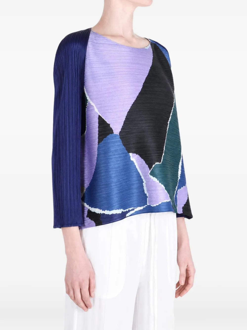 Pleats Please Issey Miyake Surprise! top met plooien en abstracte print Paars