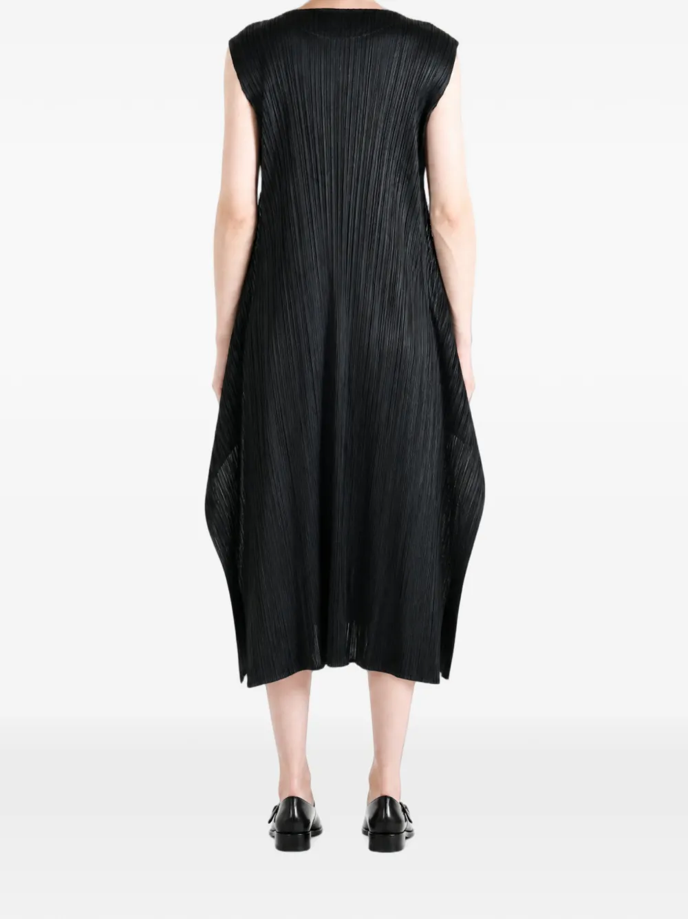 Pleats Please Issey Miyake Geplooide mouwloze midi-jurk Zwart
