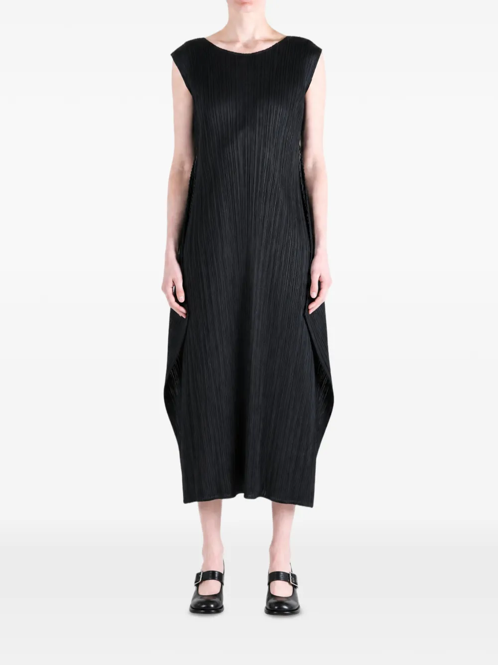 Pleats Please Issey Miyake Geplooide mouwloze midi-jurk Zwart