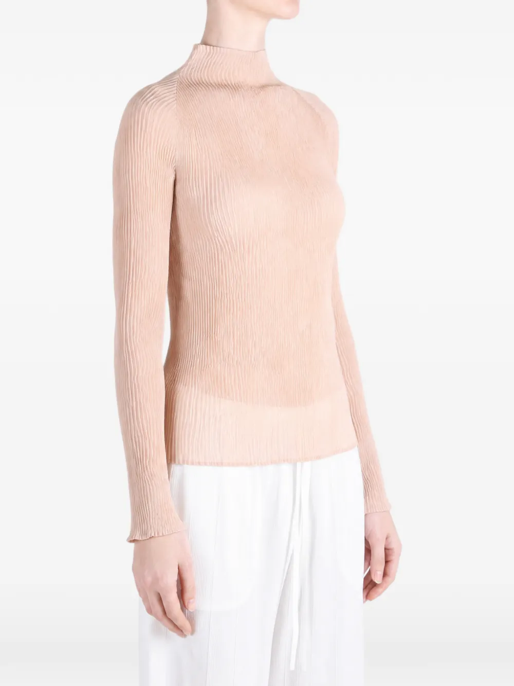 Issey Miyake Top met geplooide col Roze