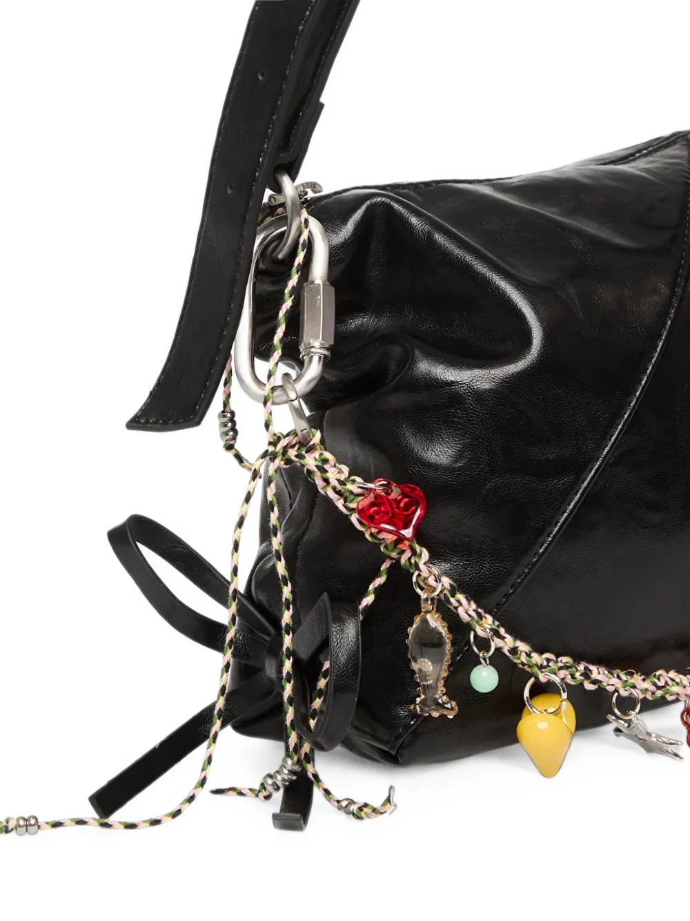 Desigual Gravity schoudertas met veters en verfraaid met bedel Zwart