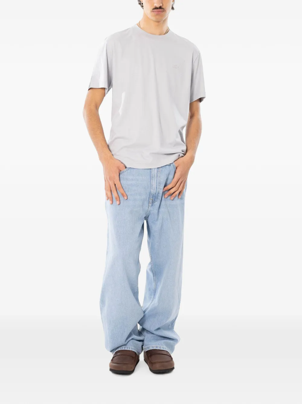 Lacoste T-shirt met geborduurd logo Grijs