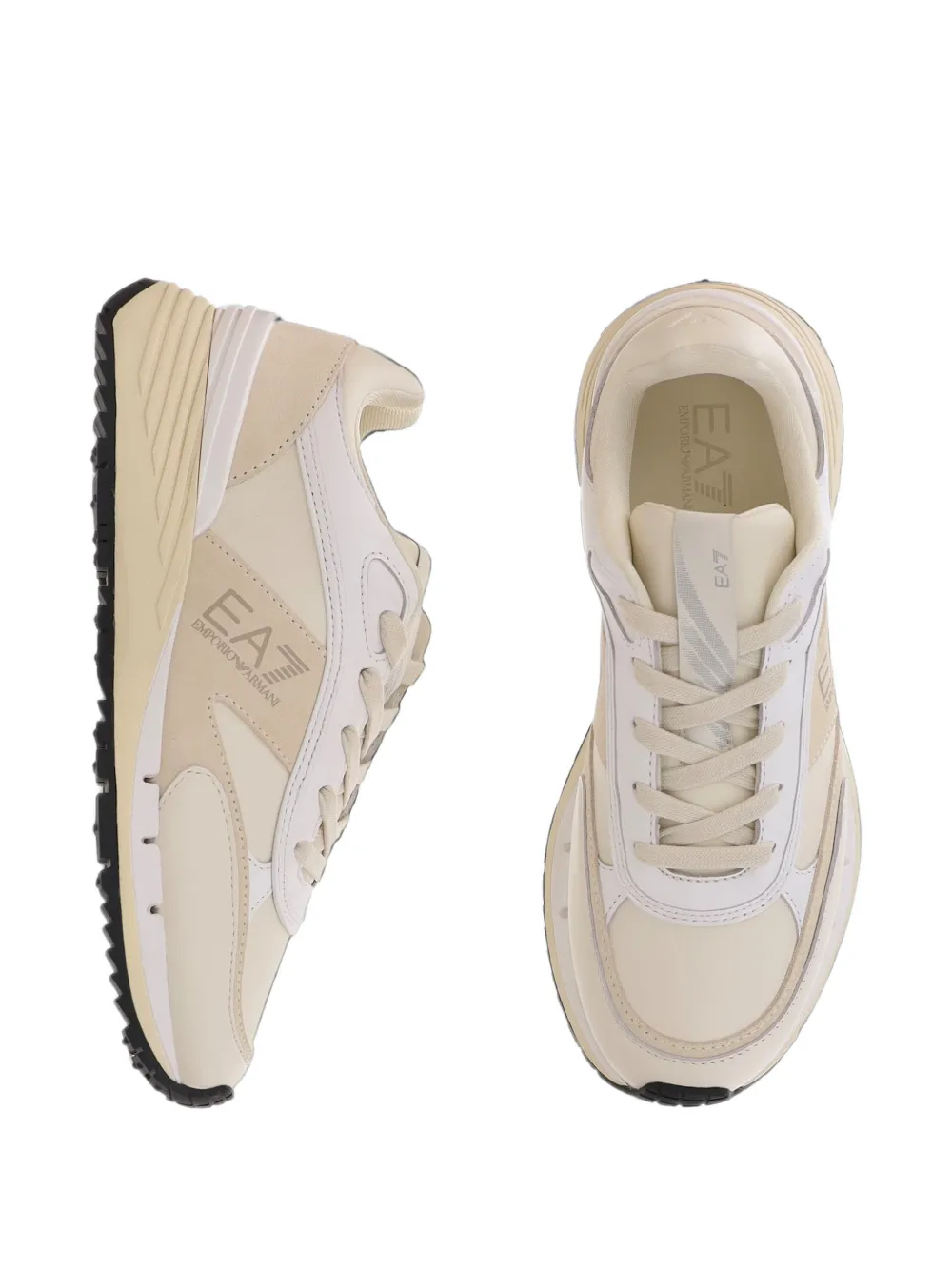 Ea7 Emporio Armani OTG logo-print panelled sneakers Beige