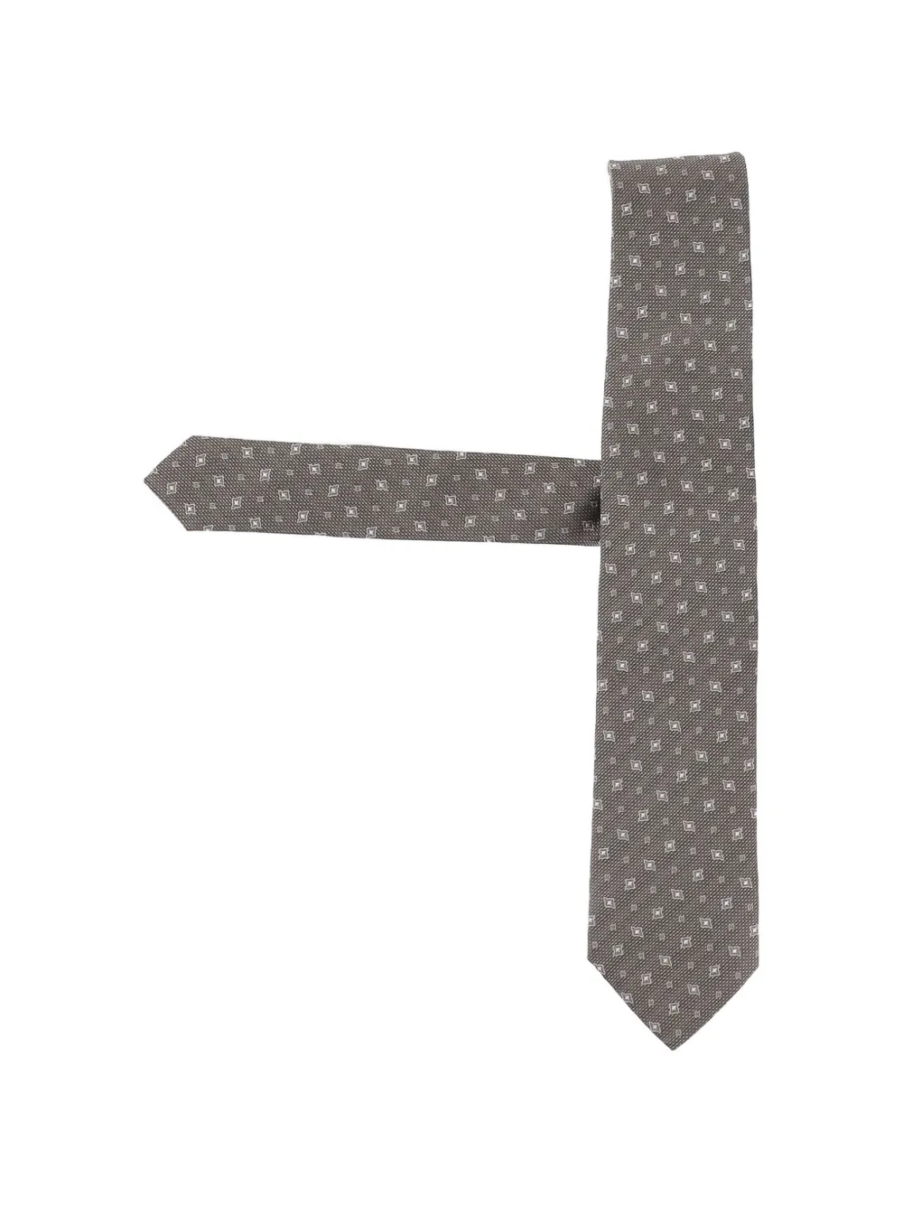 BOSS One patterned silk-jacquard tie Grijs