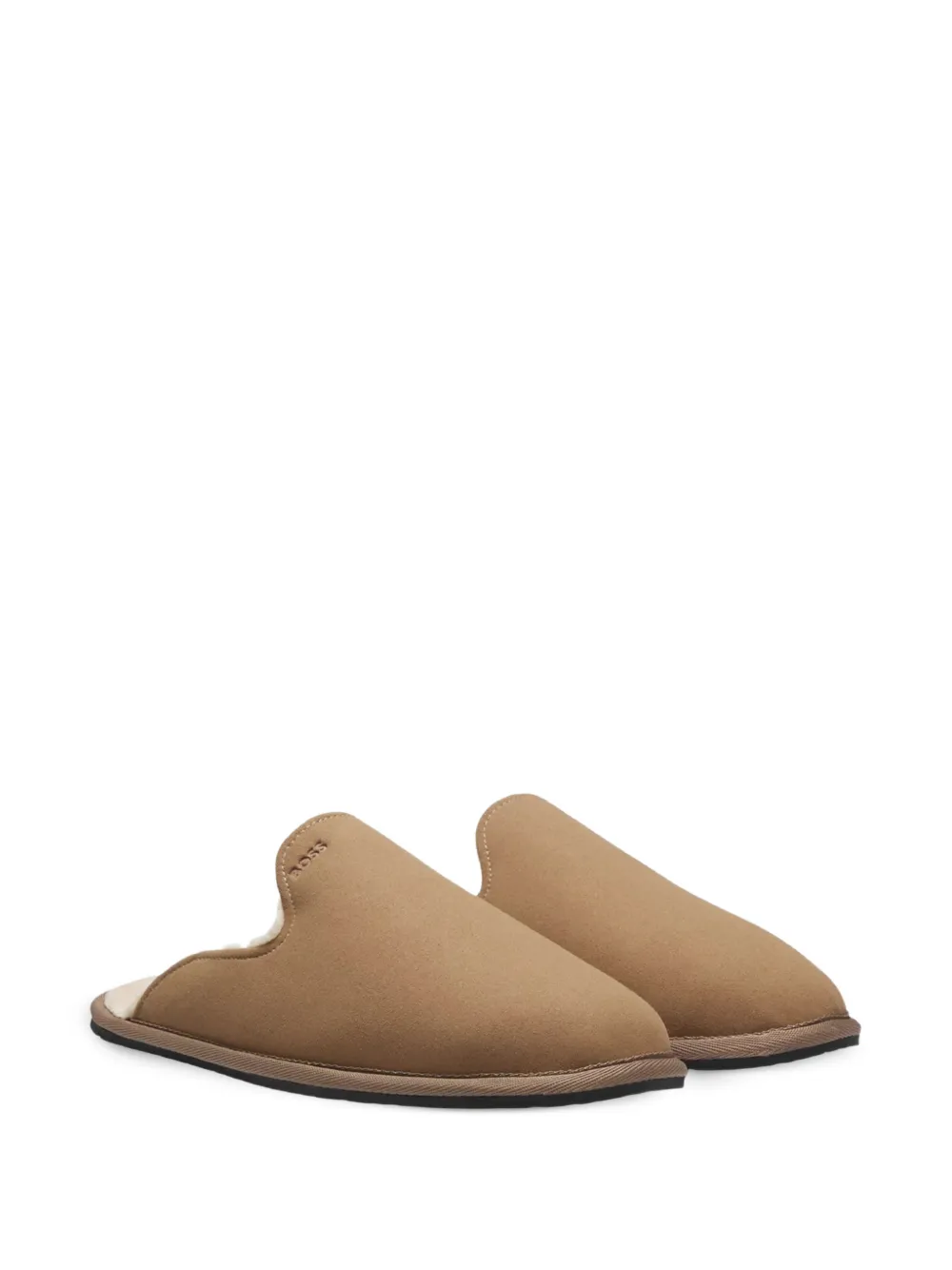 BOSS shearling-lined slip-on slippers with logo detail Beige