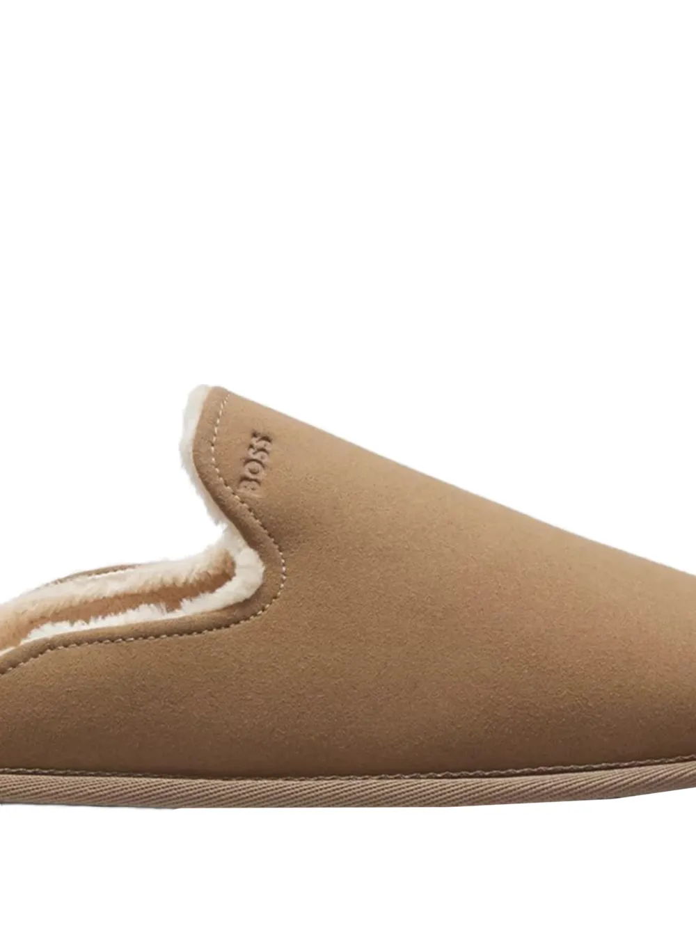BOSS shearling-lined slip-on slippers with logo detail Beige