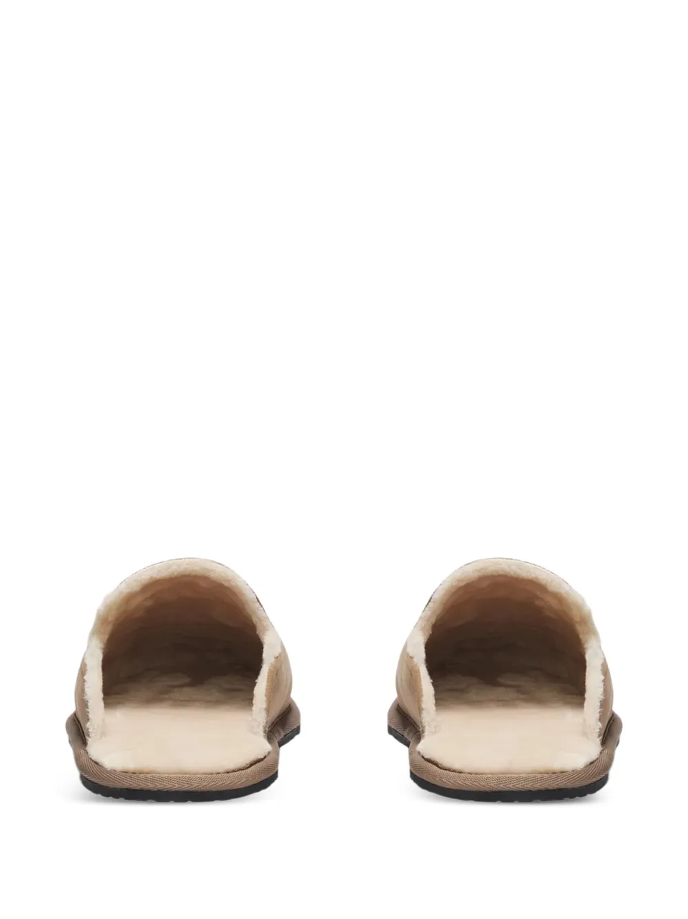 BOSS shearling-lined slip-on slippers with logo detail Beige